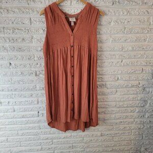 Knox Rose Womens Dress XL Mini Sleeveless Sheath Orange Elastic Yoke ORA3E